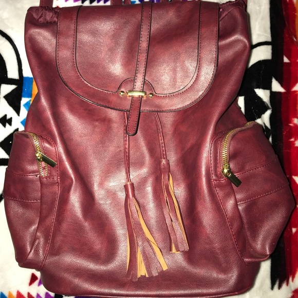 burgundy leather backpack